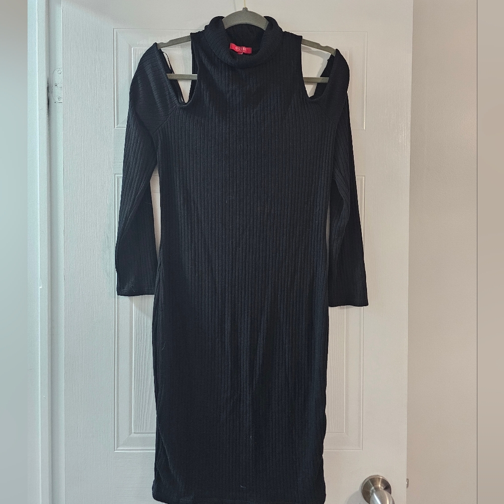 Guess Black Long Sleeve Cut-Out Dress
